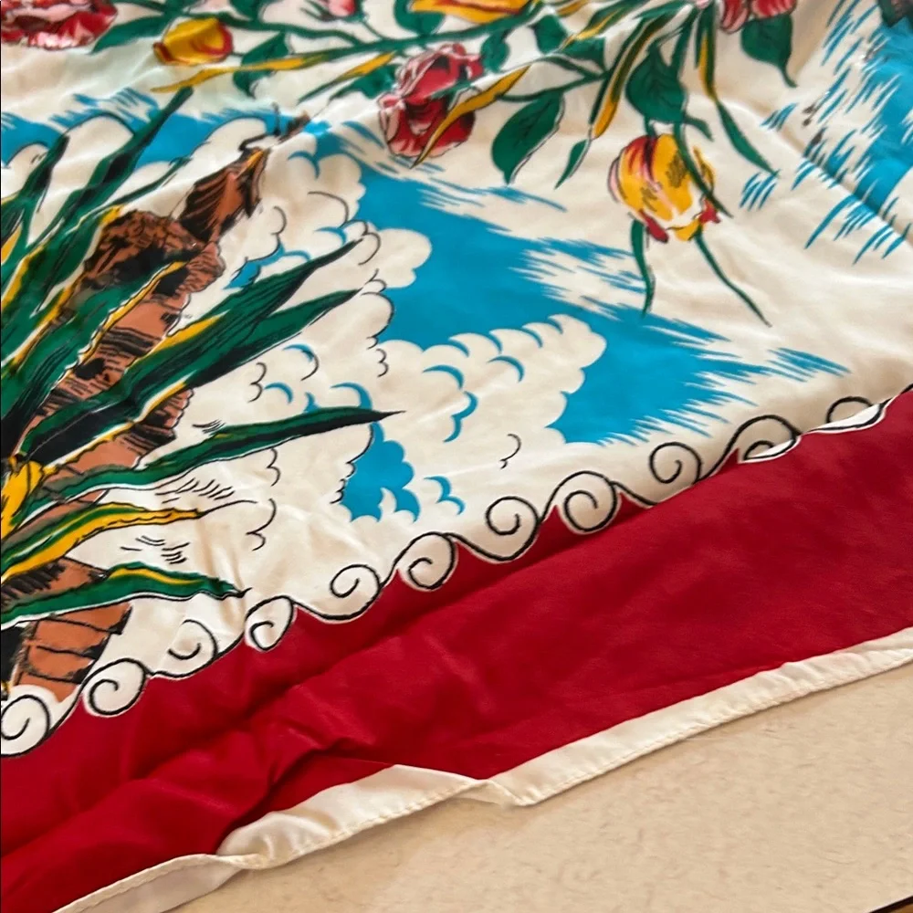 Tijuana Mexico-Themed Vintage Scarf Made in Japan 1940s - 1960s. - Picture 5 of 16